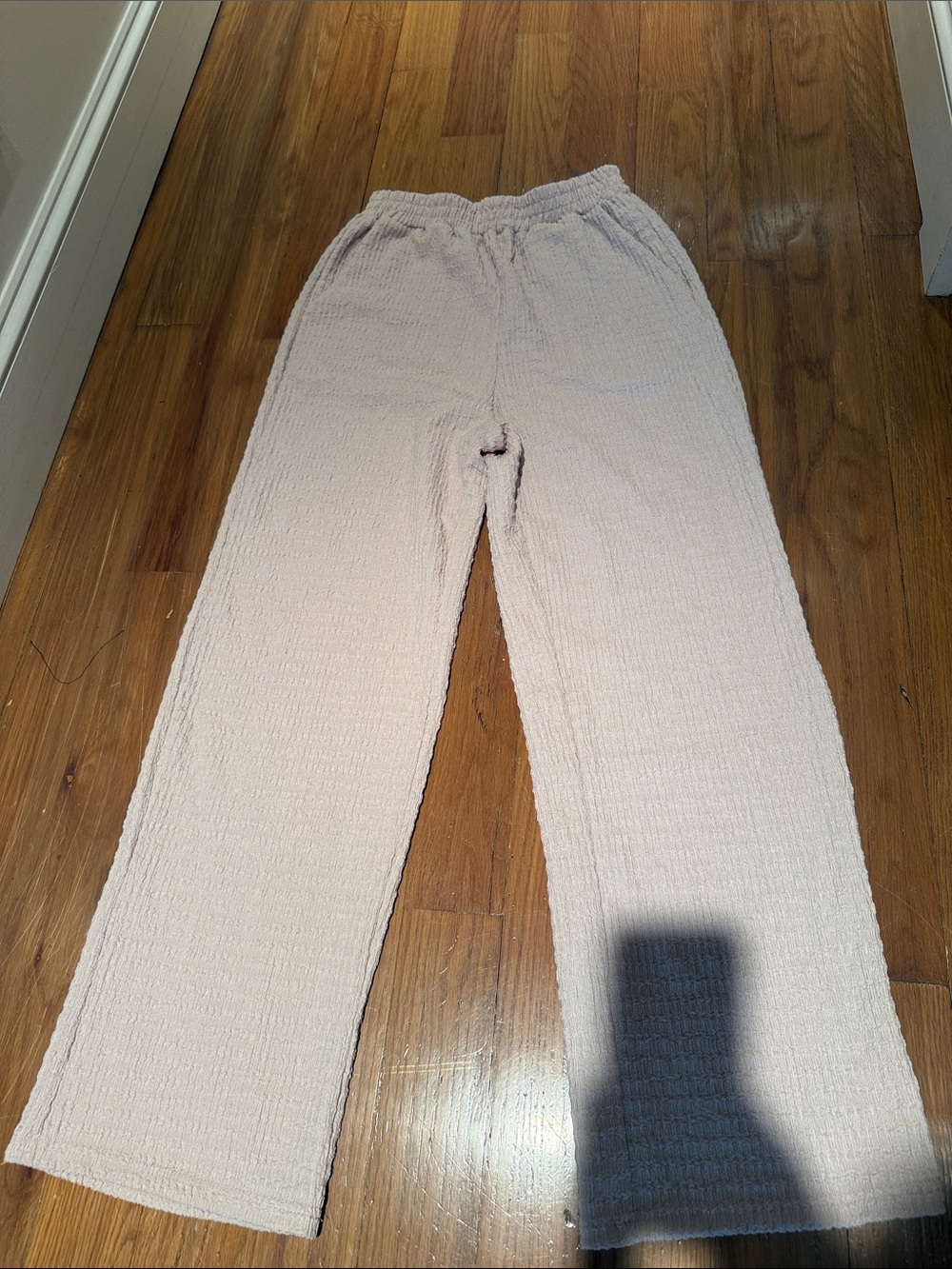 Light Beige women’s Cozy House ribbed wide leg Pants